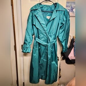 Charles klein green trench Coat jacket womens size 12